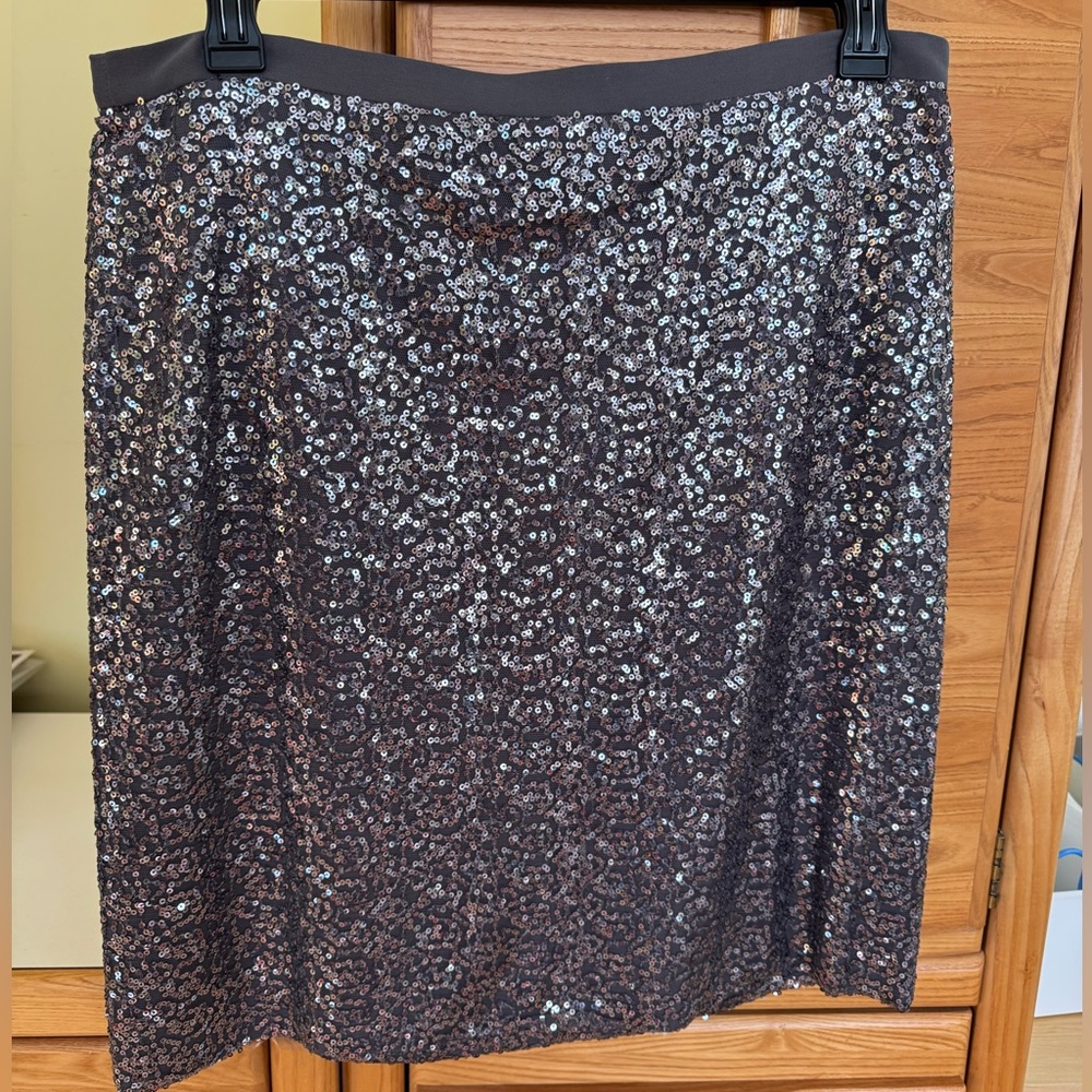 J.Crew Sequin Skirt Womens 14 Grey Silver Dressy Cocktail Party — LIKE NEW
